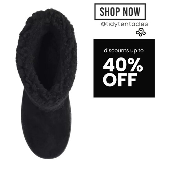 Faux Fur Cuff Women's Ankle Boot Women's Size 8 in Black - Picture 3 of 3